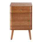 Karl - Bedside Table with 1 Drawer/1 Door, Rounded Edges - Dark Wood