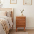 Karl - Bedside Table with 1 Drawer/1 Door, Rounded Edges - Dark Wood