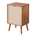 Karl - Bedside Table with 1 Drawer/1 Door, Rounded Edges - Dark Wood