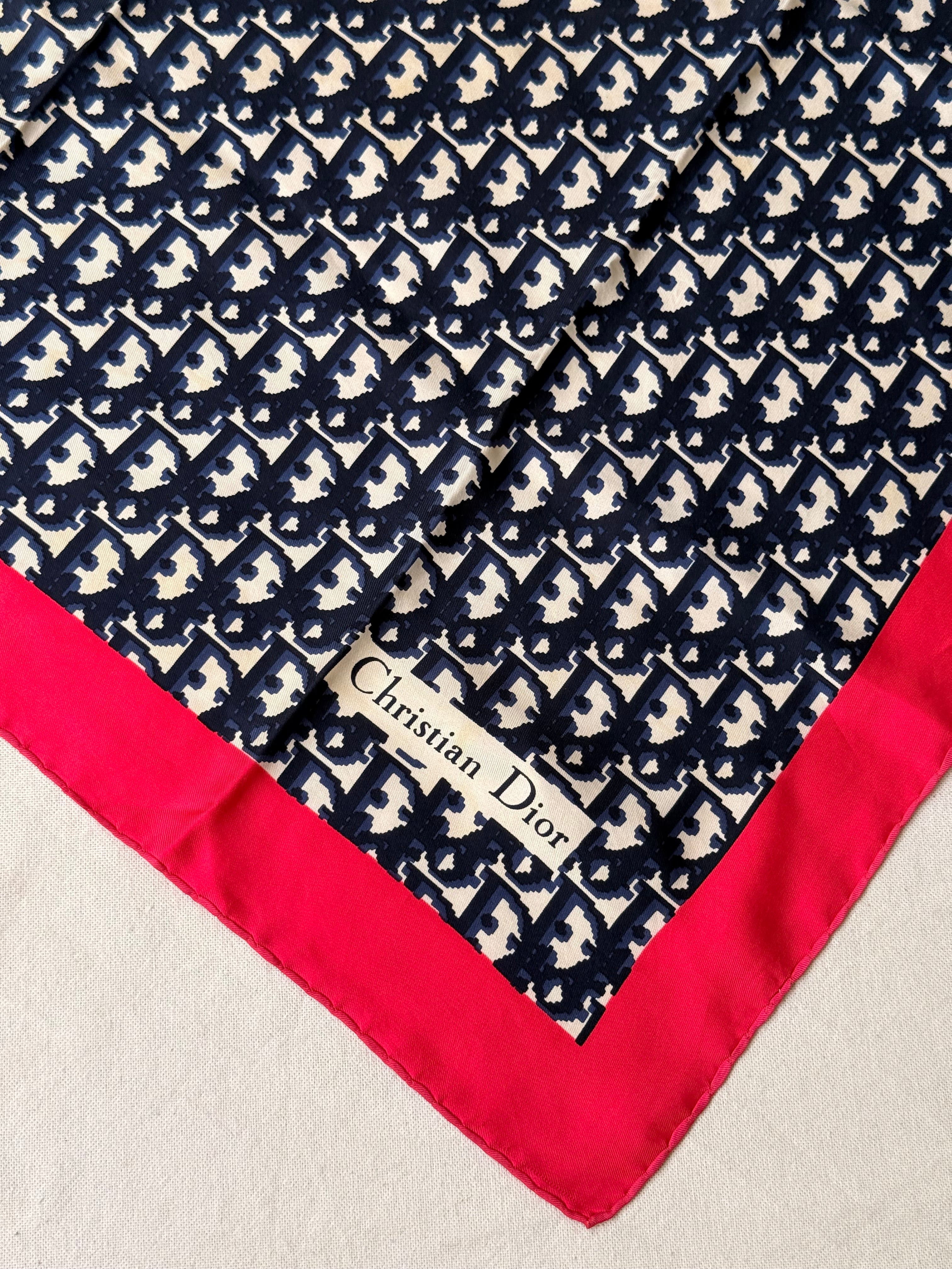 Christian Dior Scarf – Blue And Pink Monogram Model
