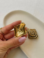 Pendientes Guy Laroche Vintage - Esculpidos Dorados