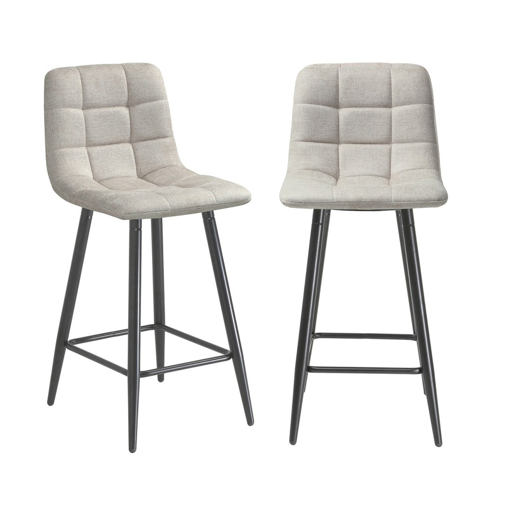 Sia - Lot De 2 Tabourets Rembourrés - Tissu Chiné Beige