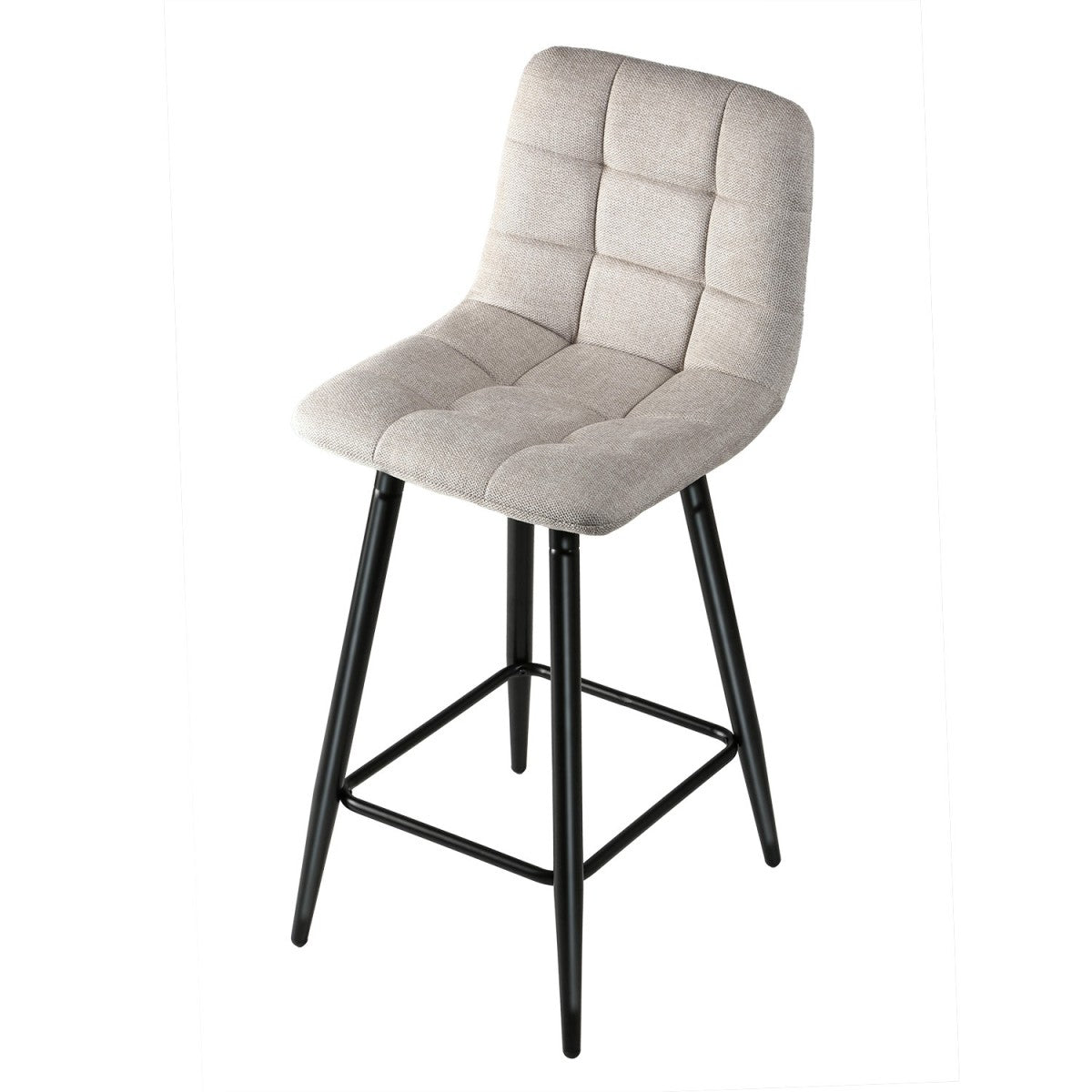 Sia - Lot De 2 Tabourets Rembourrés - Tissu Chiné Beige