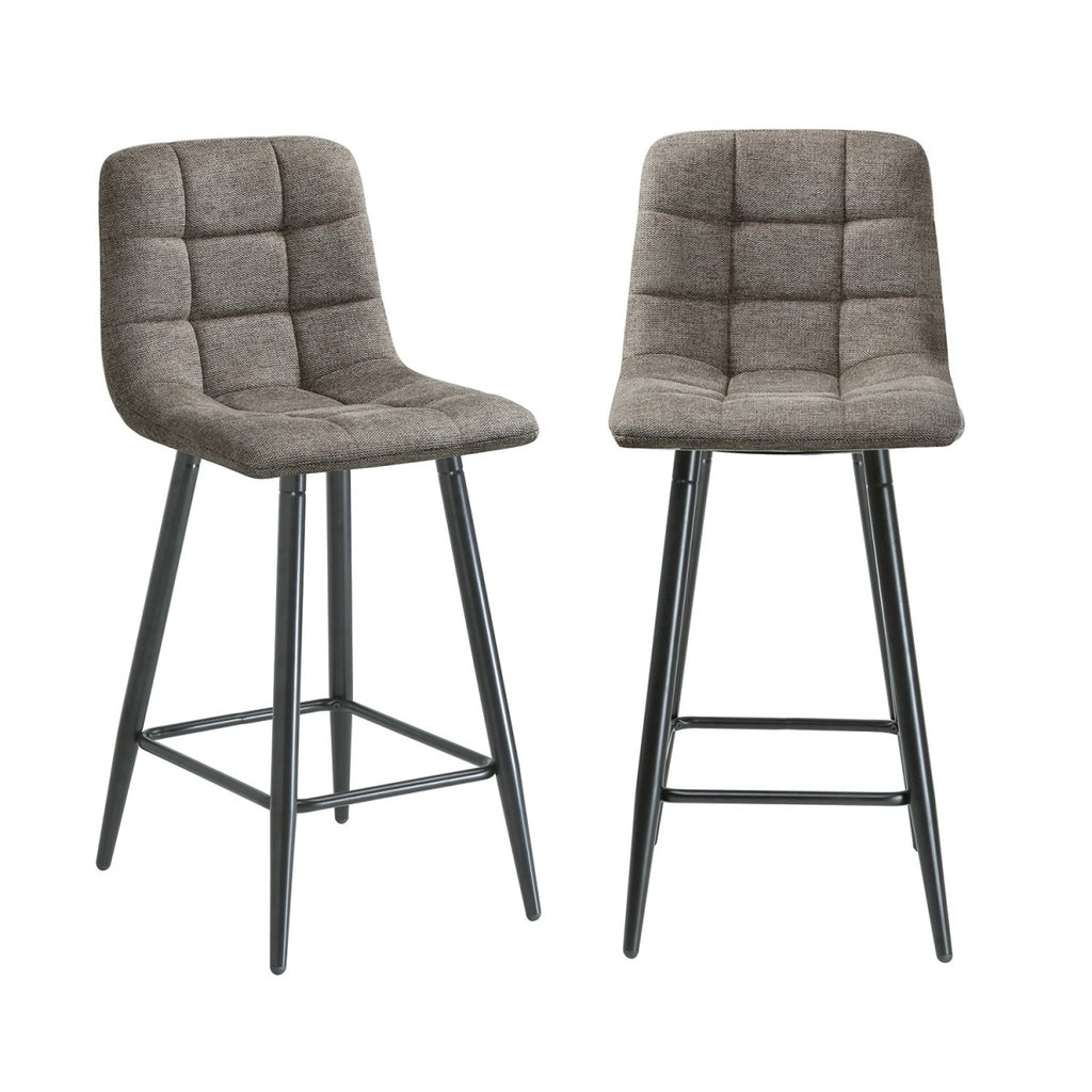 Sia - Set of 2 Padded Stools - Brown Mottled Fabric