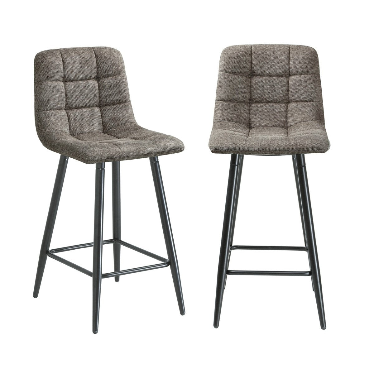 Sia - Set of 2 Padded Stools - Brown Mottled Fabric