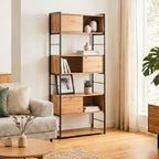 Lenny - Bookcase with 3 Sliding Doors - Light Wood