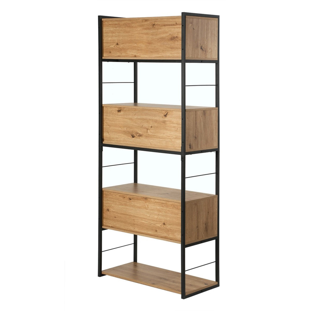 Lenny - Bookcase with 3 Sliding Doors - Light Wood