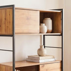Lenny - Bookcase with 3 Sliding Doors - Light Wood