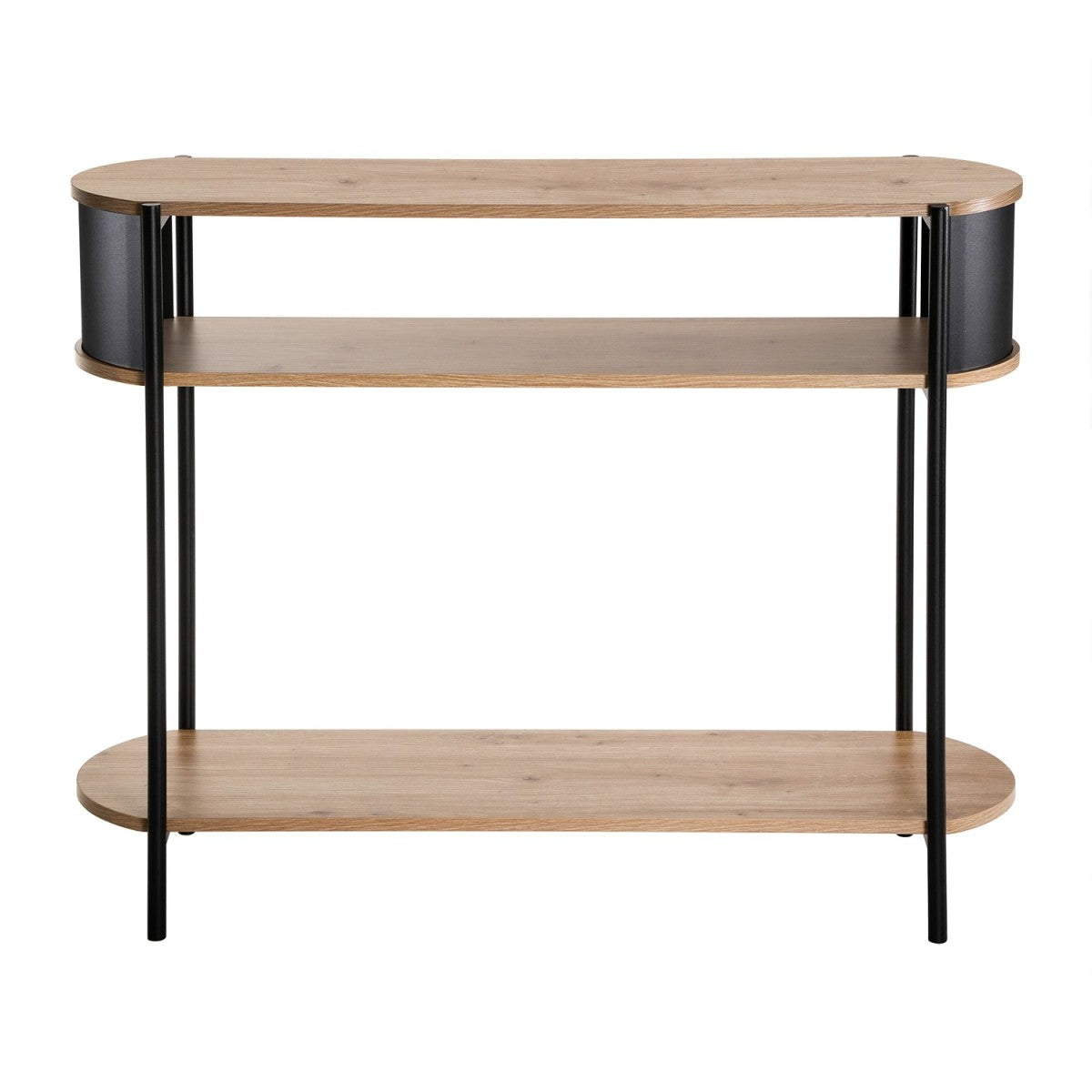 Eklo - Console 3 Niveaux - Bois & Métal Noir