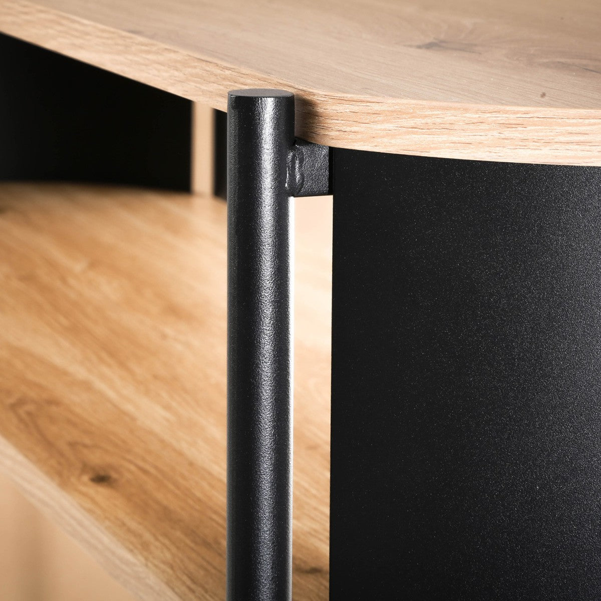 Eklo - Console 3 Niveaux - Bois & Métal Noir