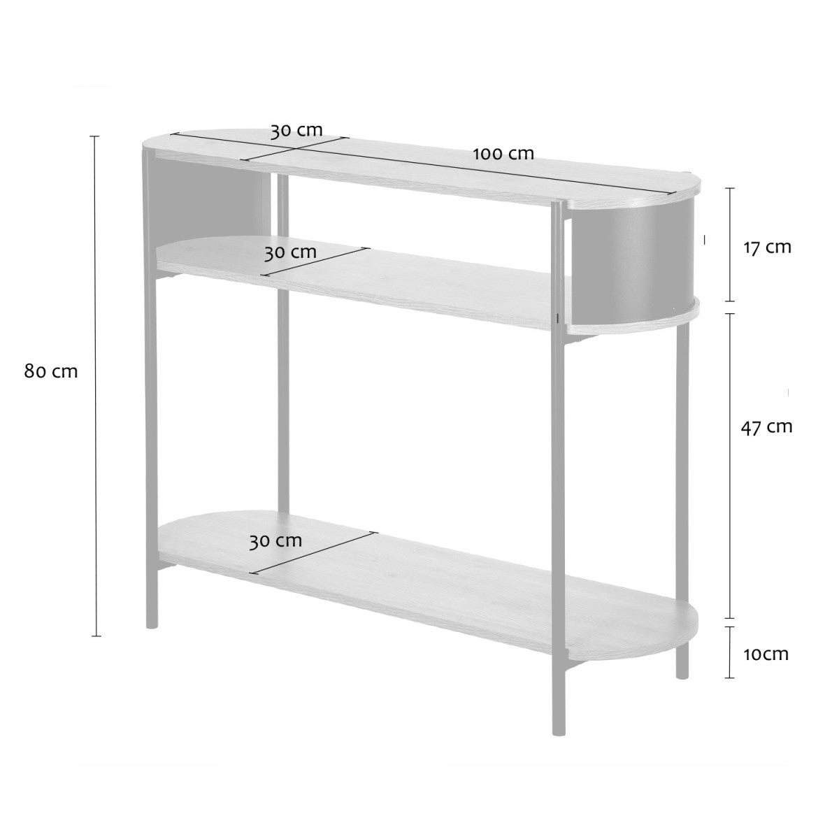 Eklo - Console 3 Niveaux - Bois & Métal Noir