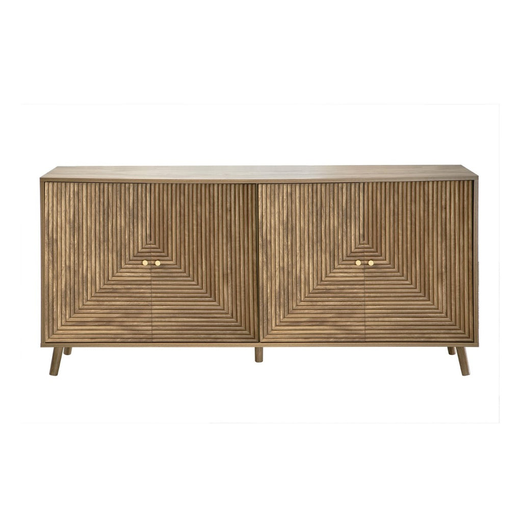 Eden - Buffet 4 Portes Façades Lamellées - Bois Clair