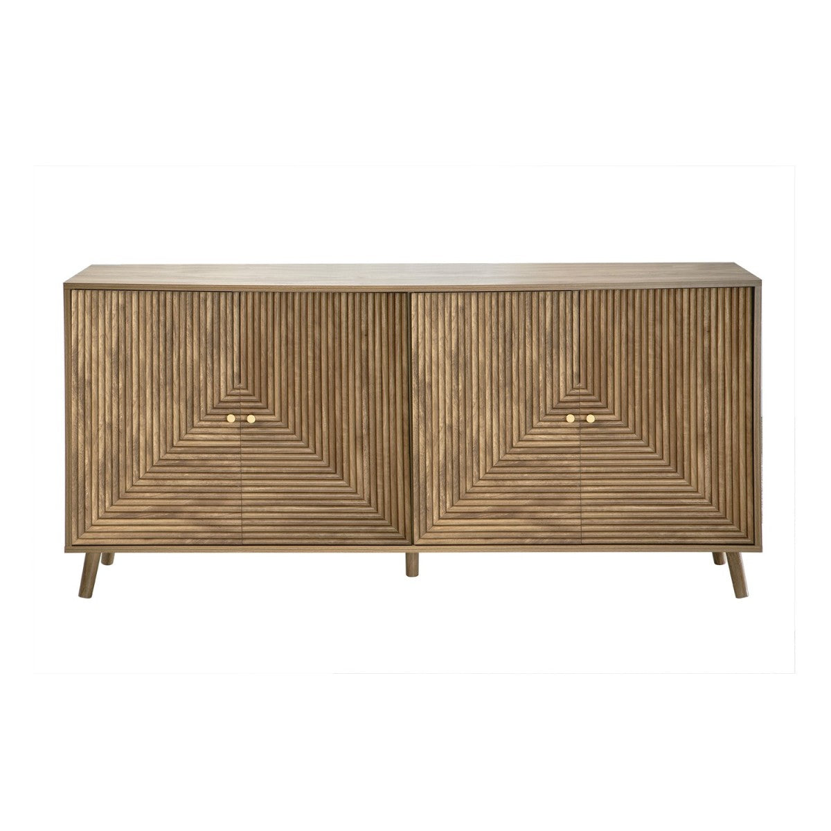 Eden - Buffet 4 Portes Façades Lamellées - Bois Clair