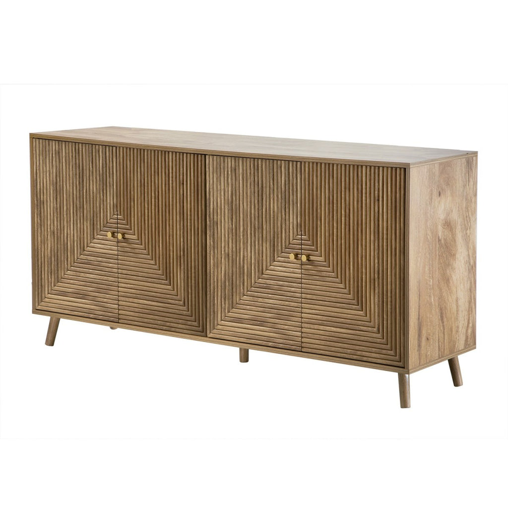 Eden - Buffet 4 Portes Façades Lamellées - Bois Clair