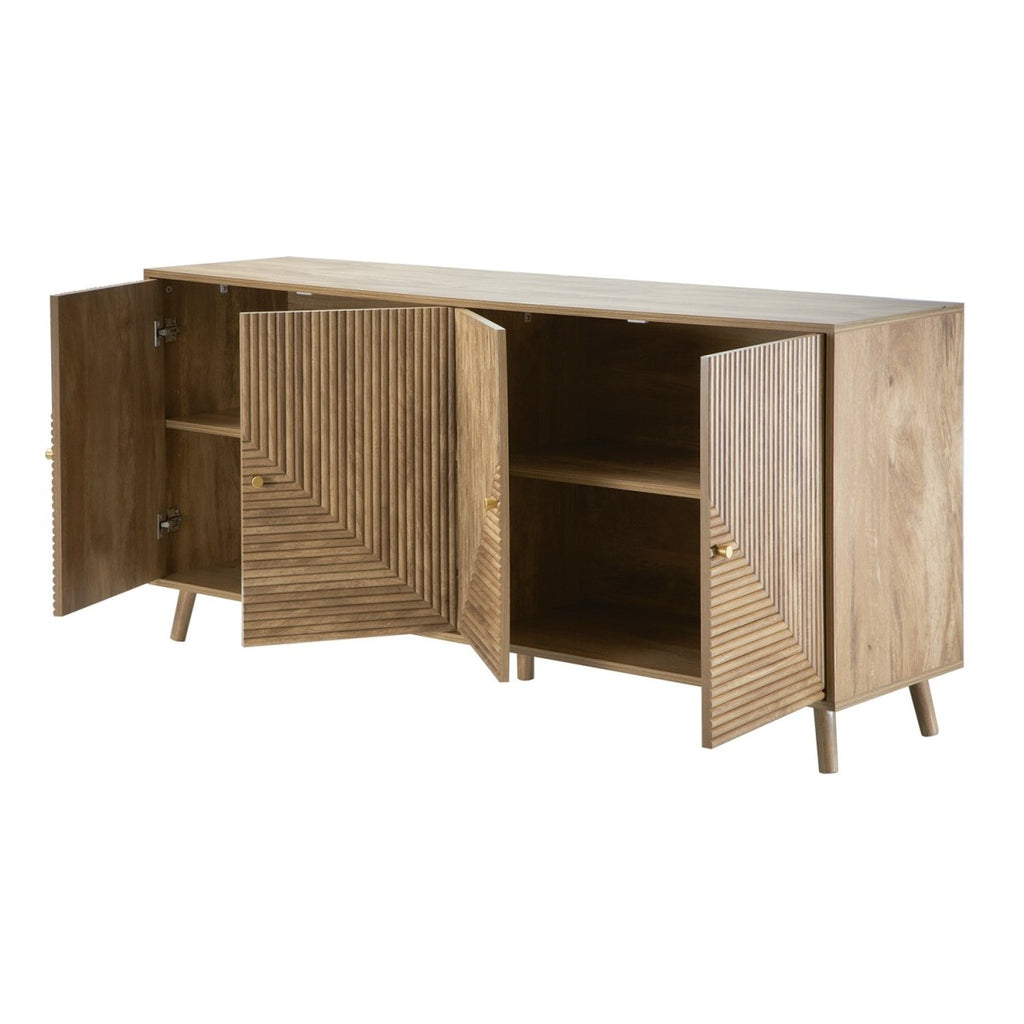 Eden - Buffet 4 Portes Façades Lamellées - Bois Clair