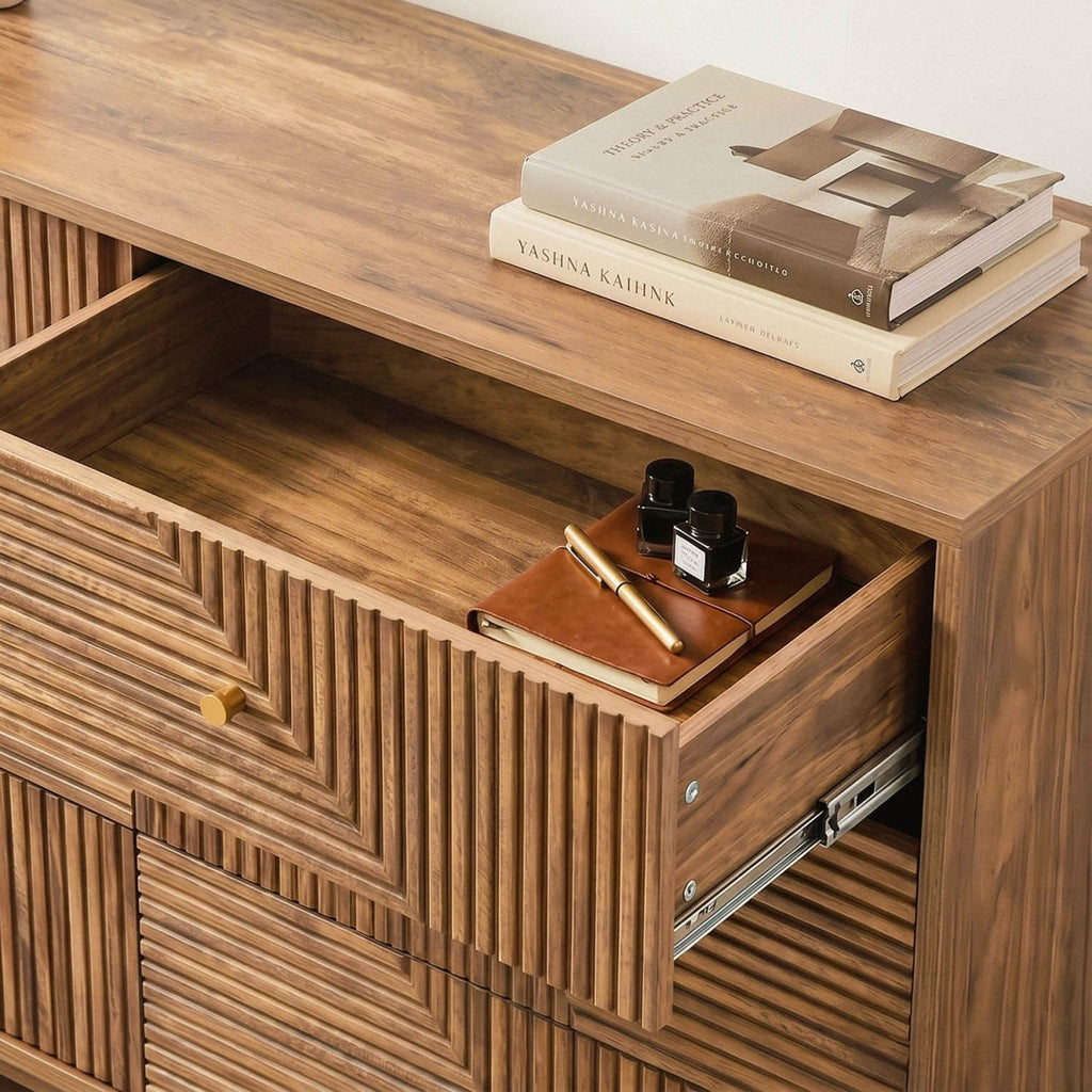 Eden - 6-Drawer Chest of Drawers with Slatted Fronts - Light Wood