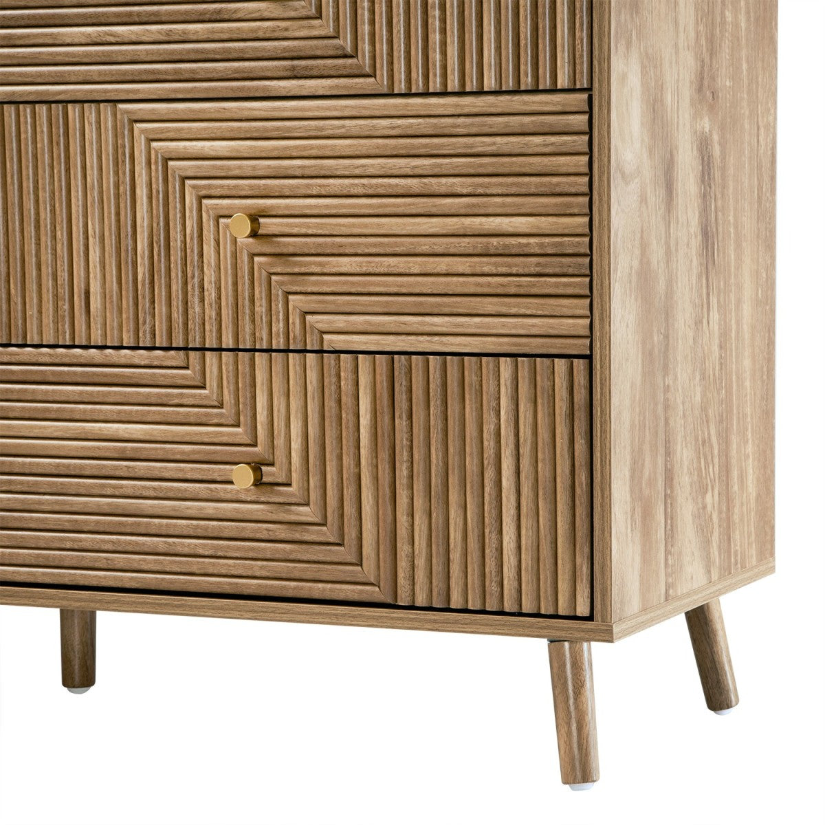 Eden - 6-Drawer Chest of Drawers with Slatted Fronts - Light Wood