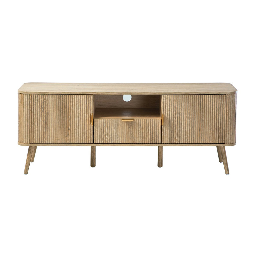 Maho - TV Unit 2 Doors Rounded Slats - Oak