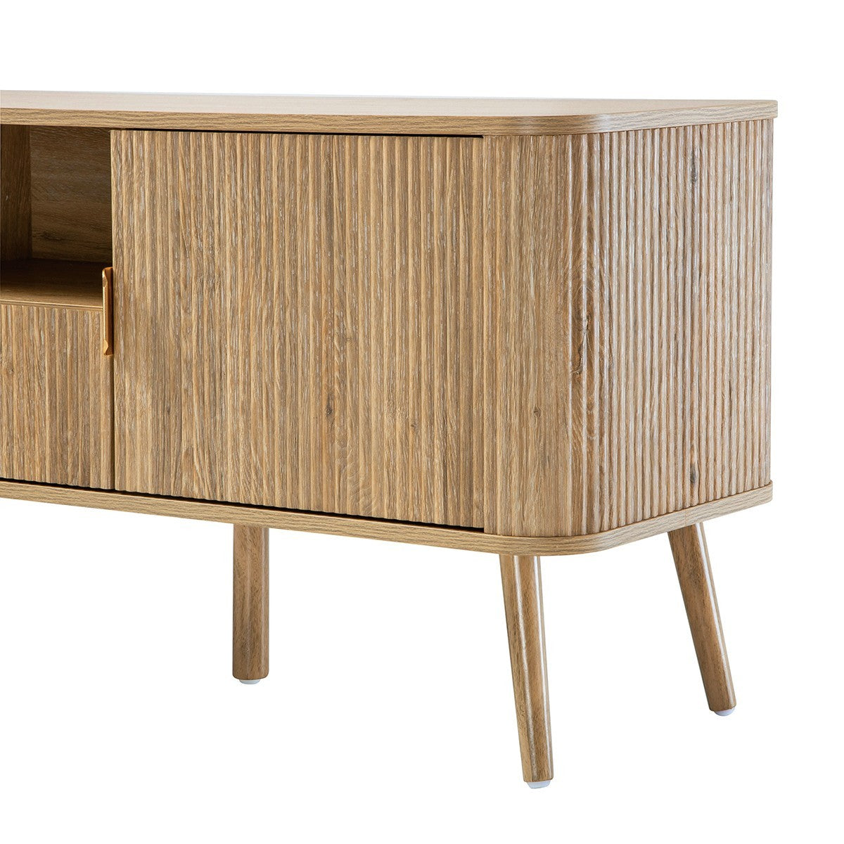 Maho - TV Unit 2 Doors Rounded Slats - Oak