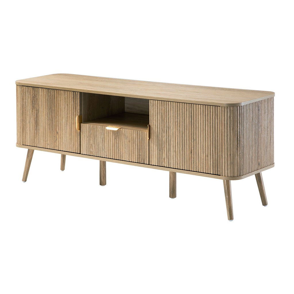 Maho - TV Unit 2 Doors Rounded Slats - Oak