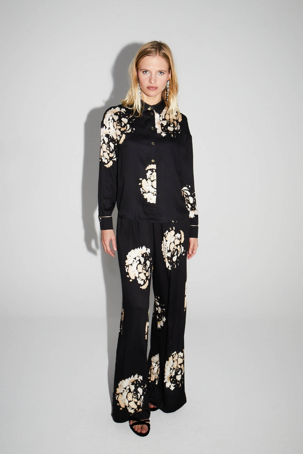 Print Maxi Beige Flower Trousers