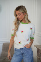 Pull Pastèques Maé - Vert/Blanc