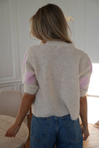 Pull Manches Courtes Léa - Crème/Rose