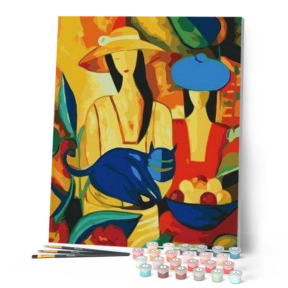 Paint By Numbers - Women And Blue Cat