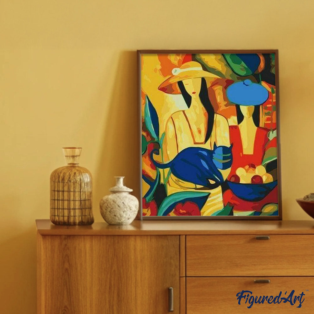 Paint By Numbers - Women And Blue Cat