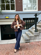 Edith Trench Jacket In Brown Liberty Cotton
