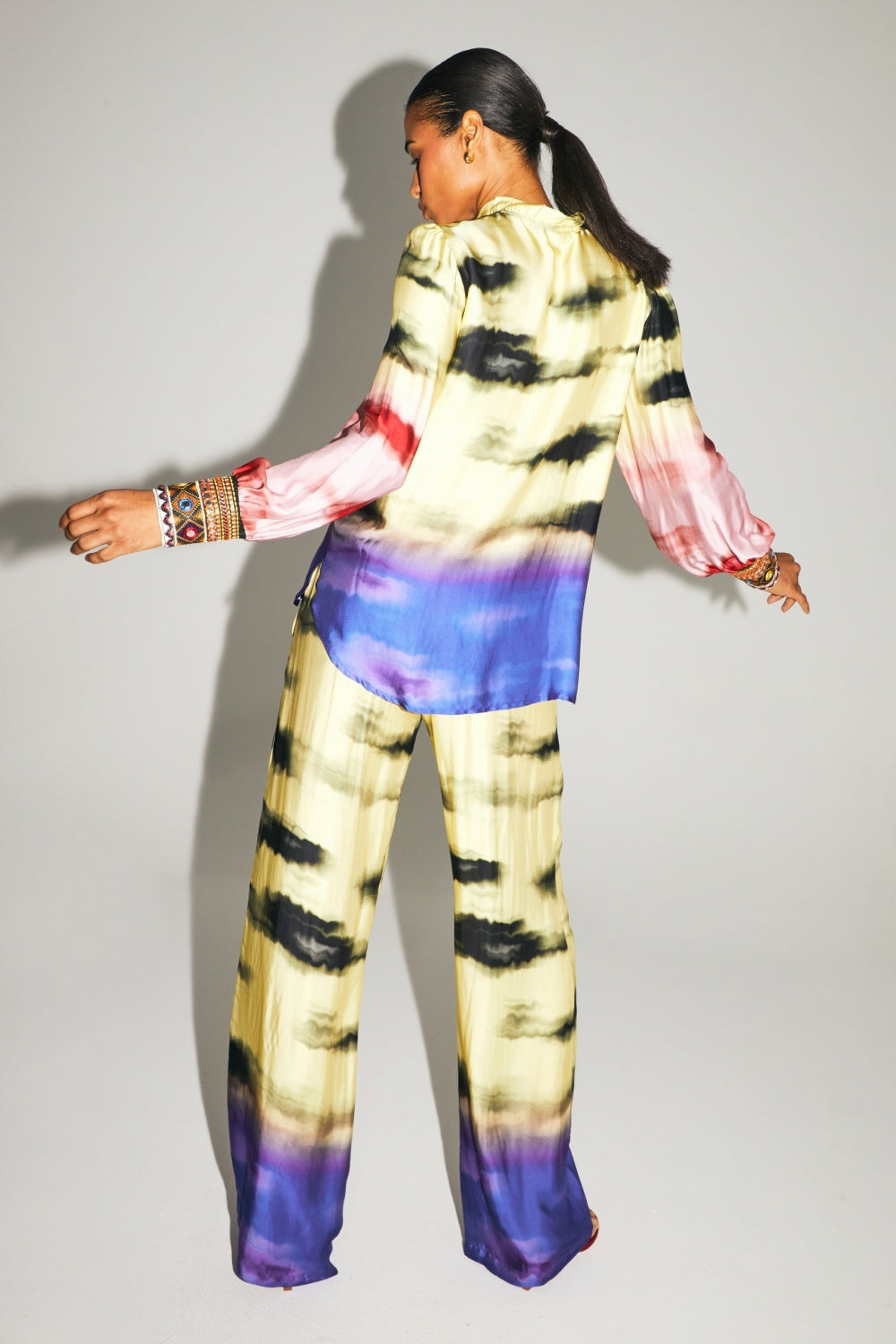 Pantalon Aurora Imprimé Funky Tie And Dye Fabriqué En Italie - Rouge