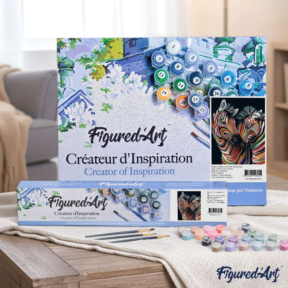 Peinture Par Numéros - Couple De Zèbres Colorés