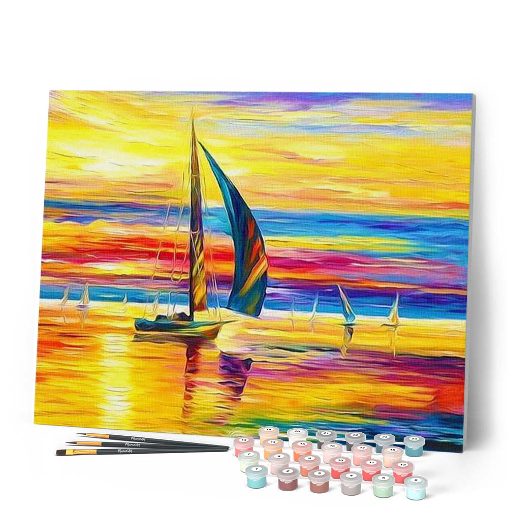 Pintura por números - Costa y luces del atardecer