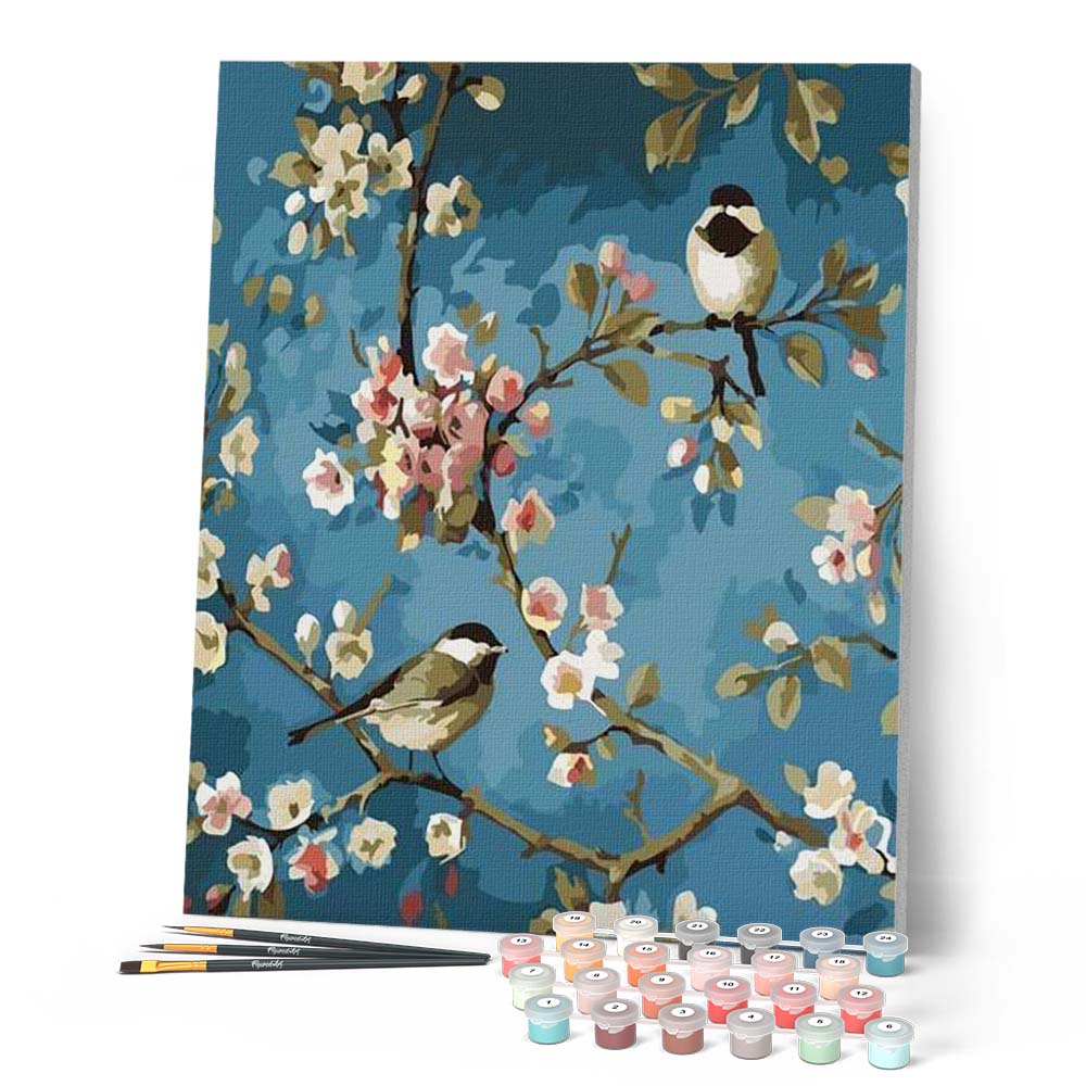Pintura por números - Flores y pájaros