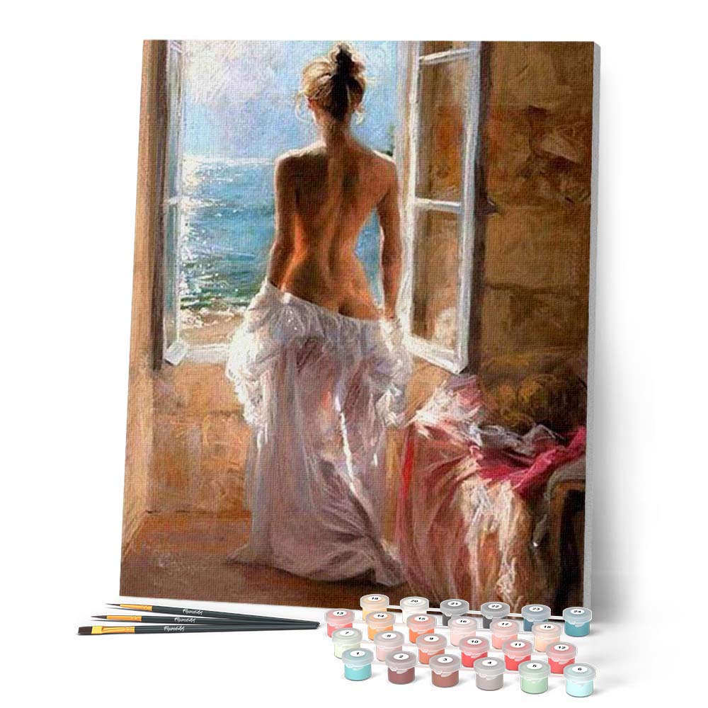 Pintura por números - Mujer desnuda y gran Sol