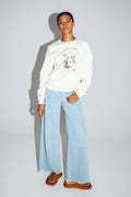 Sweatshirt Eddie Lucky Girl i økologisk bomuld fremstillet i Portugal - Hvid