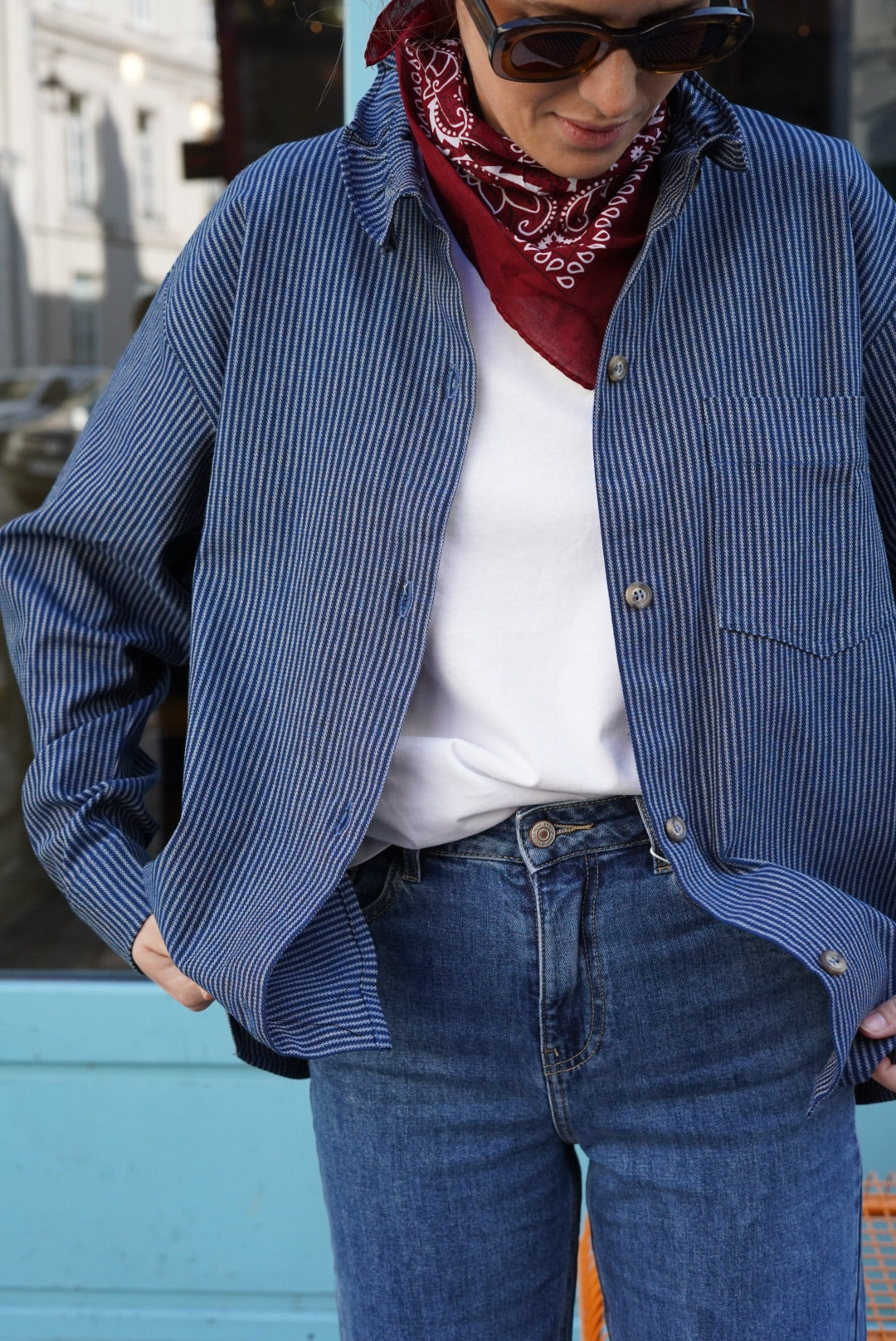 Lou Navy Striped Overshirt