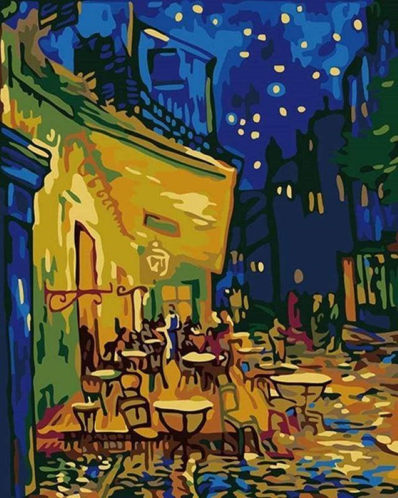 Bordado de punto de cruz - Van Gogh Terraza de café