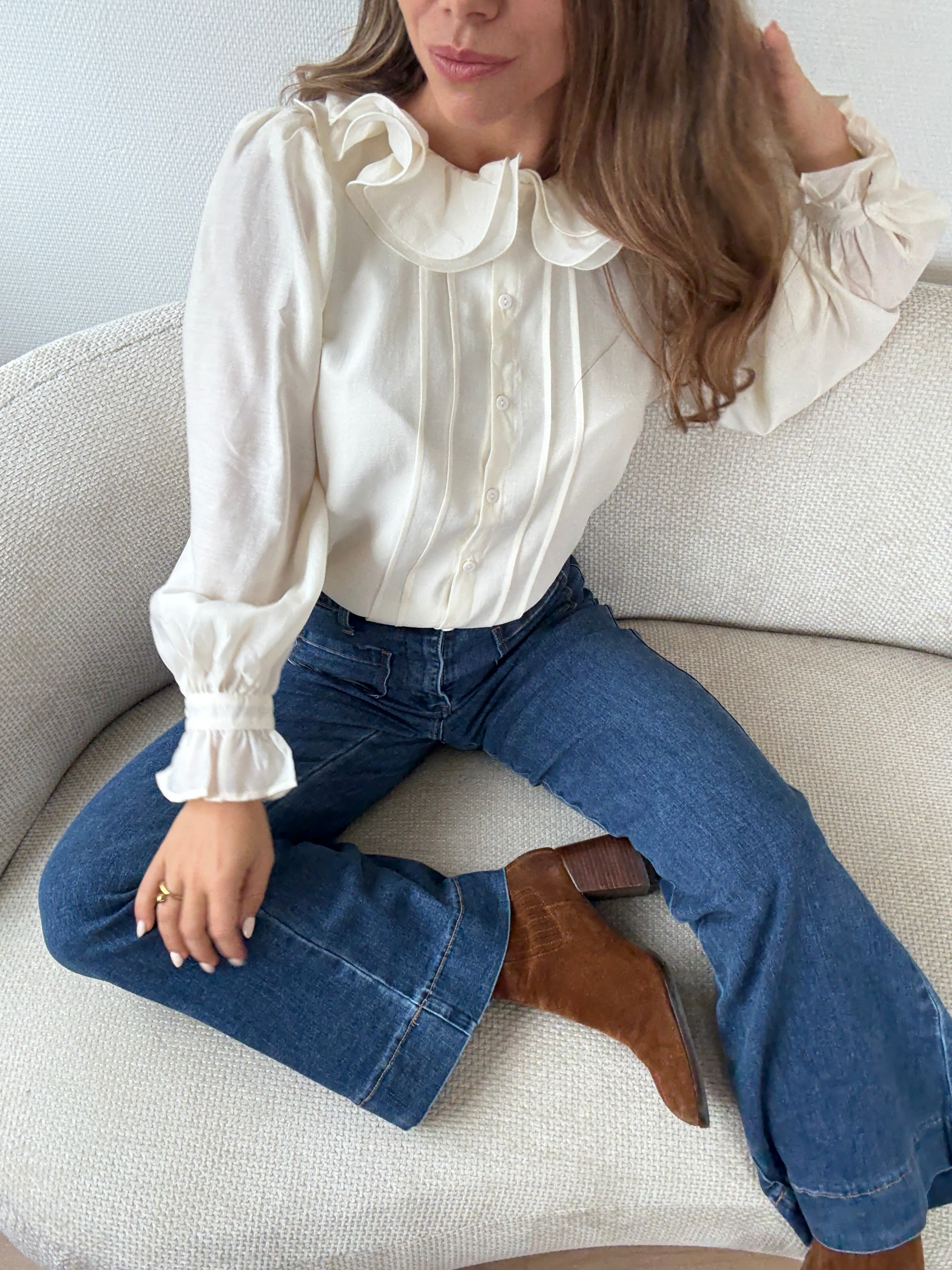 Brown Blouse Ecru