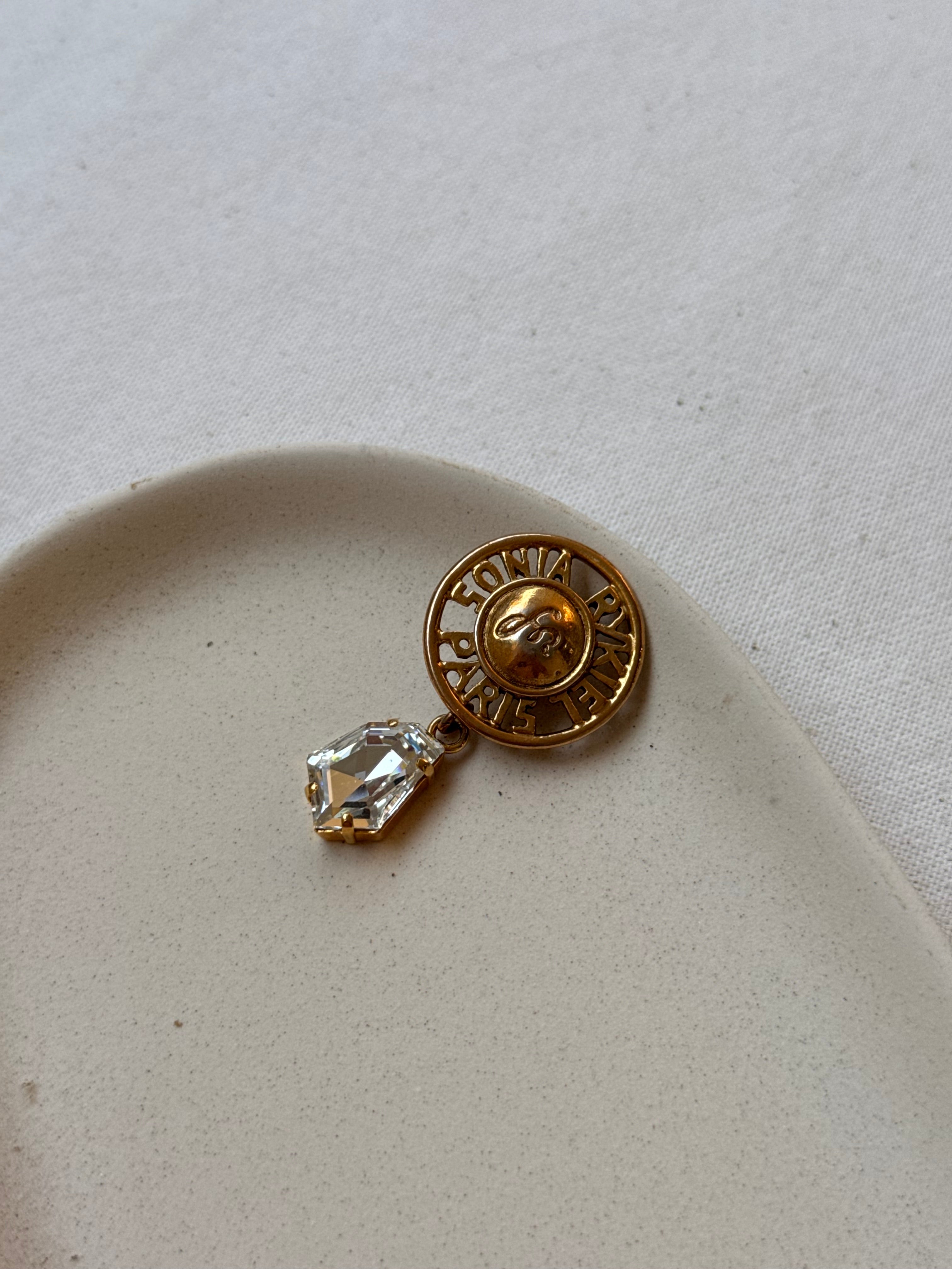 Sonia Rykiel Vintage Brooch - Rhinestone Pendant Pins
