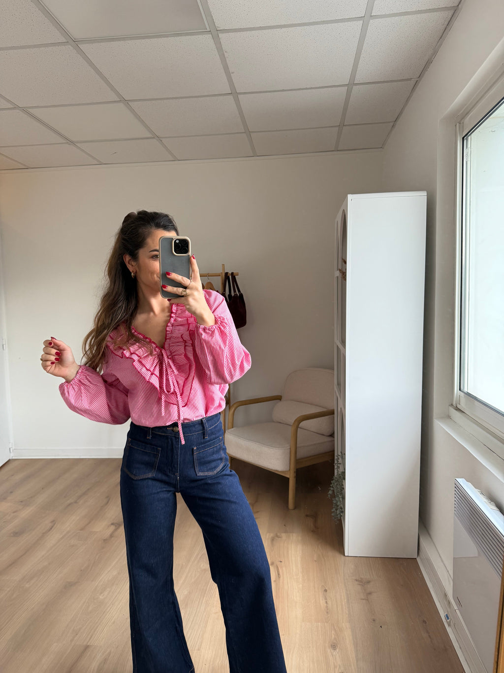 Blusa de cuadros rojos Stella