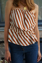 Top Bustier Elie Rayé Caramel