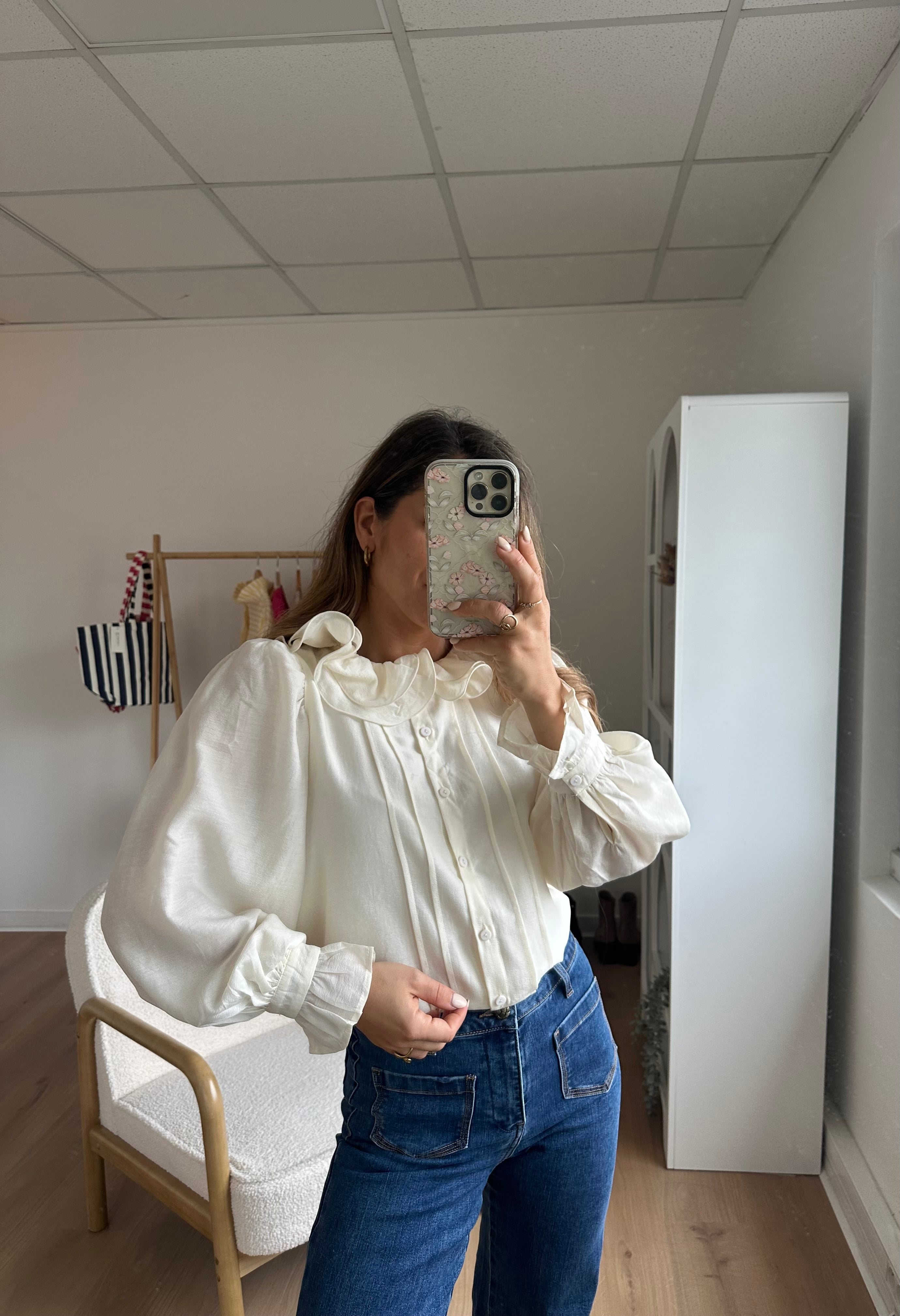 Brown Blouse Ecru