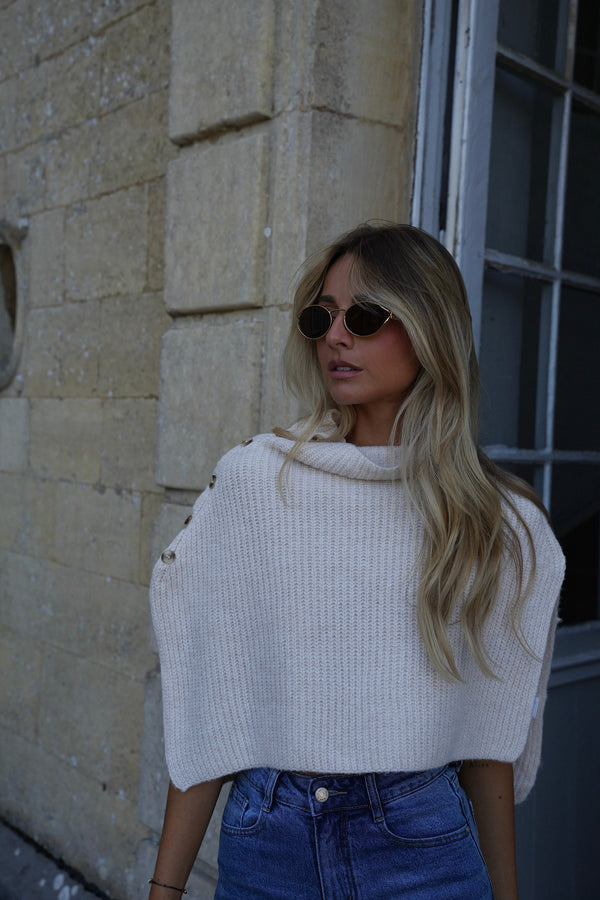 Sweter ponczo Linne - Beżowy