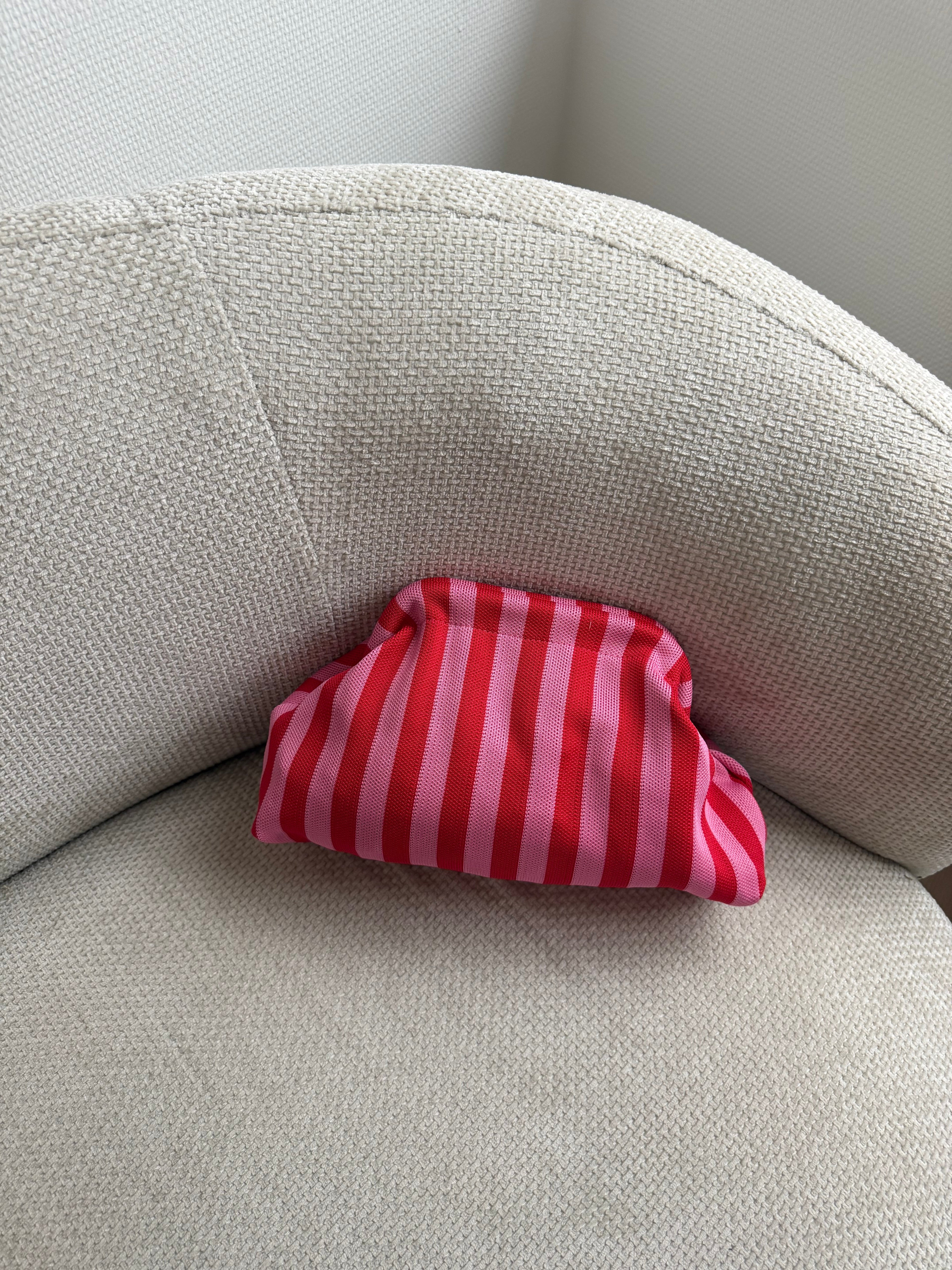Lima Red / Fuschia Striped Clutch