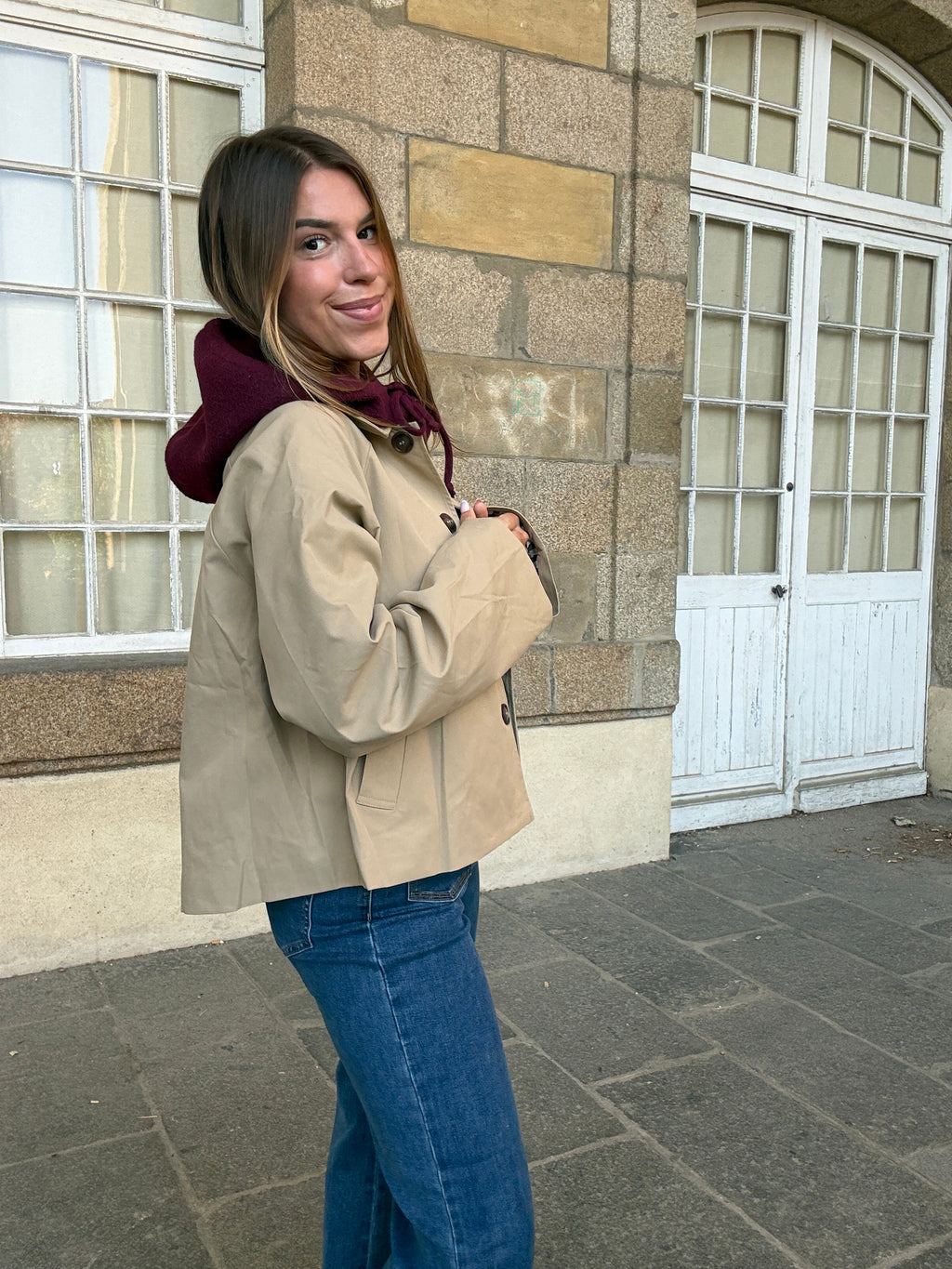 Burgundy wool and cashmere balaclava