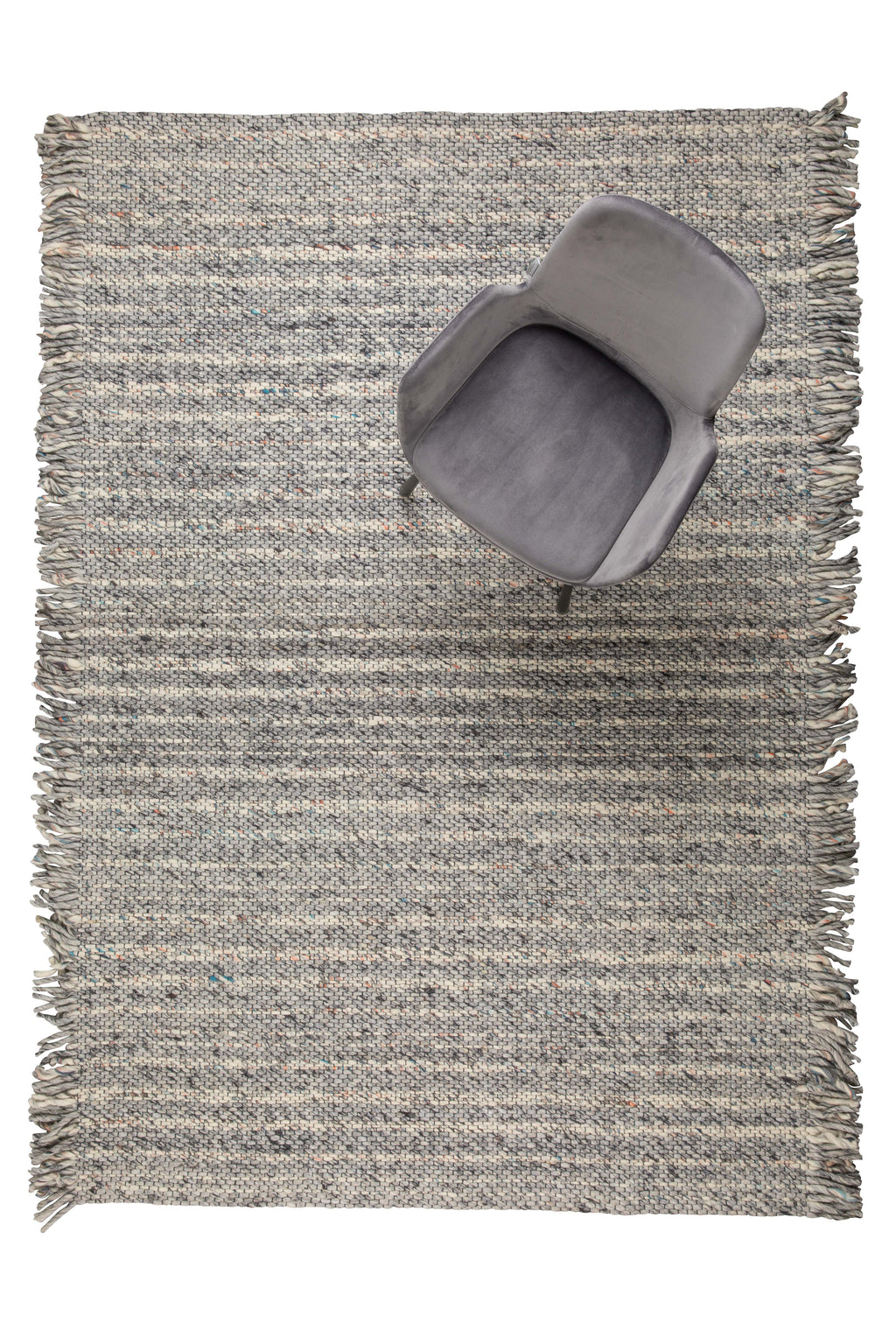 Frills - Rectangular Rug - Wool - Grey/Blue