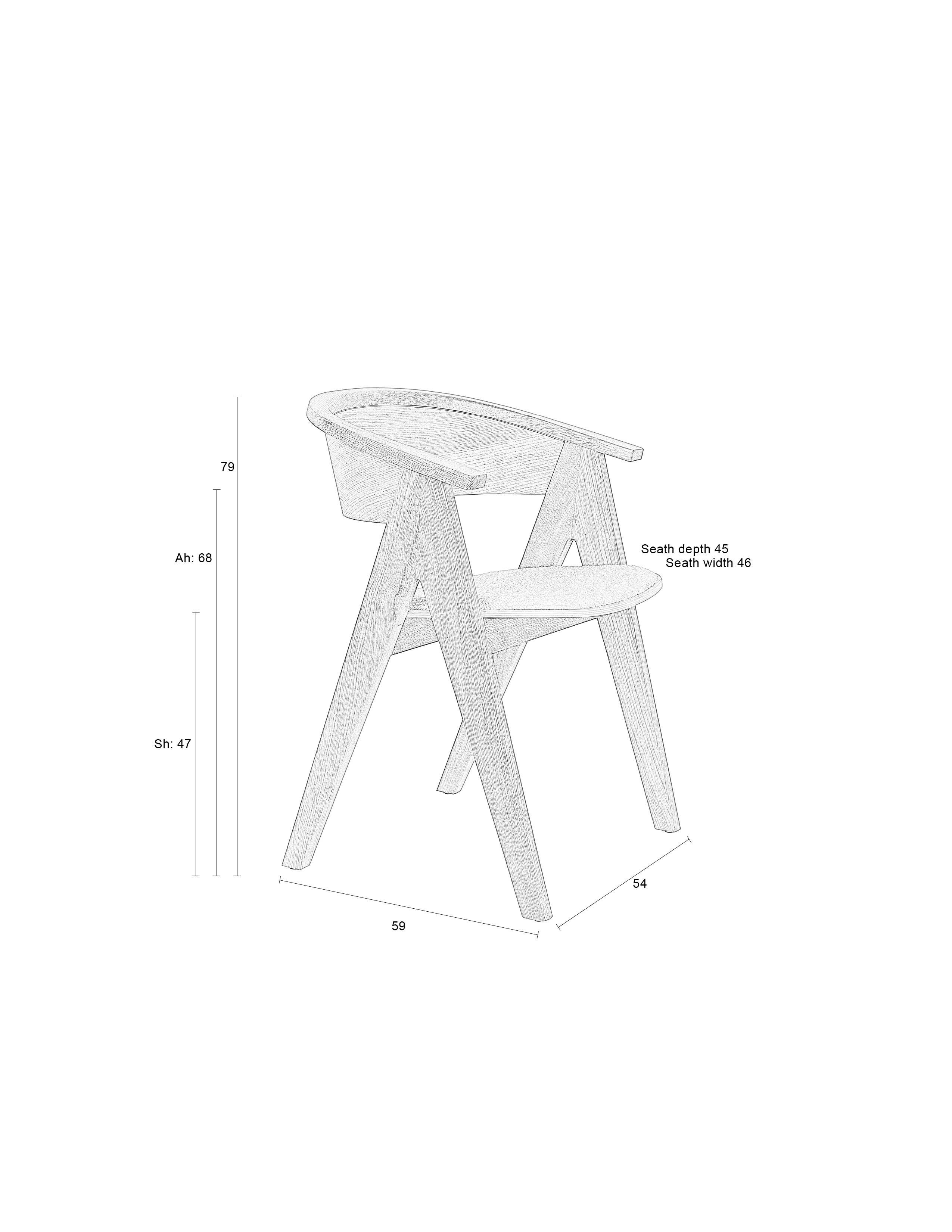 Ndsm - Fauteuil De Salle À Manger - Frêne massif - Gris
