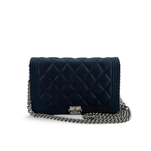 Chanel - Sac Porté Épaule Boy Wallet On Chain Mini Cuir - Bleu Marine