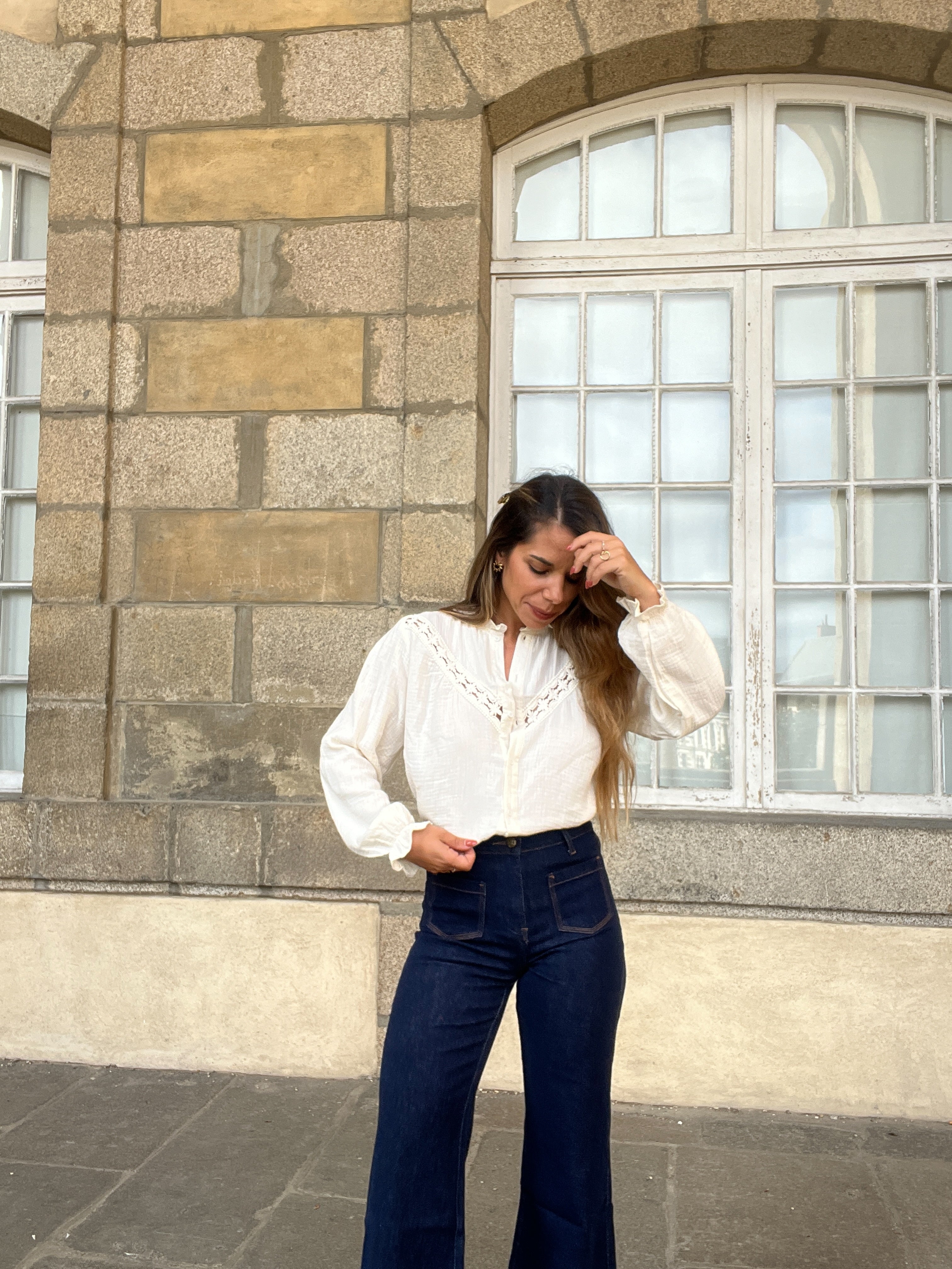 Blusa Angèle Crudo Bordada